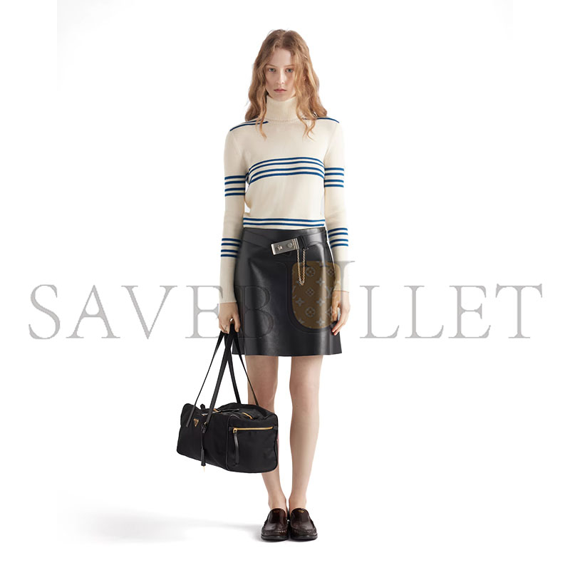 PRADA LARGE RE-NYLON TOP-HANDLE BAG WITH PADLOCK 1BB135 (40*21*20cm)